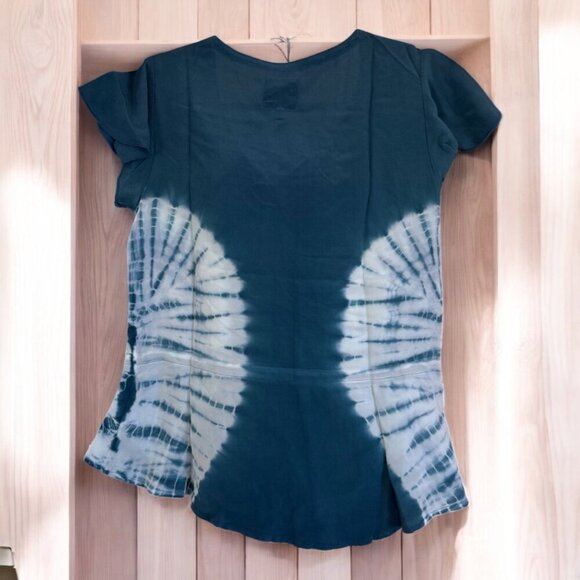Chaser Blue Tie Dye Blouse Top Tie Waist XS - Picture 3 of 10